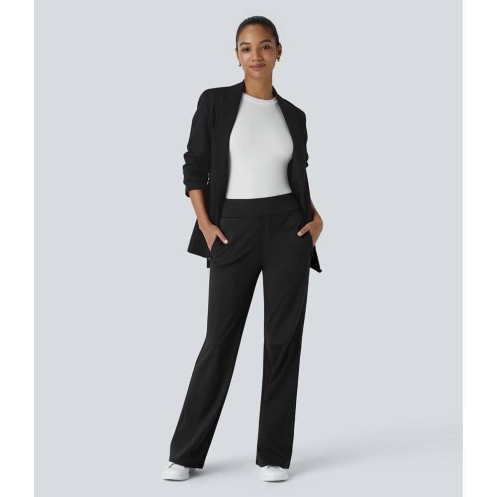 Halara Flex DayStretch Mid Rise Side Zipper Pocket Work Flare Pants Black XL